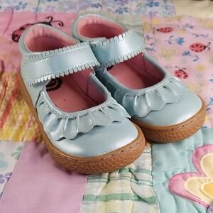 Livie & Luca Light Blue Ruche Leather Mary Jane Shoes Size 8